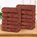 Atlas Combed Cotton Absorbent Solid Face Towels / Washcloths Set of 12 -Chocolate