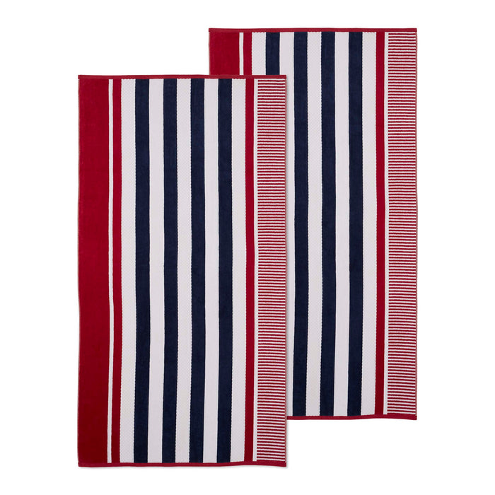 Cotton Oversized Checkered Striped 2 Piece Beach Towel - Baked Apple