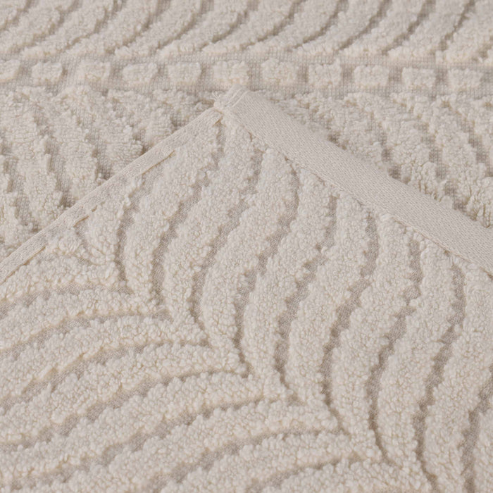 Cotton Chevron Soft Absorbent 3 Piece Jacquard Towel Set - Ivory