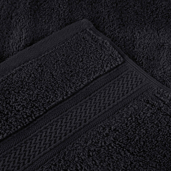 Cotton Solid and Jacquard Chevron Bath Sheet Assorted Set of 2 - Black