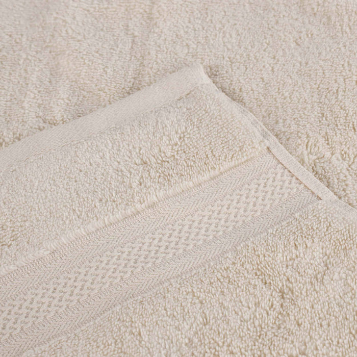 Cotton Solid and Jacquard Chevron Bath Sheet Assorted Set of 2 - Ivory