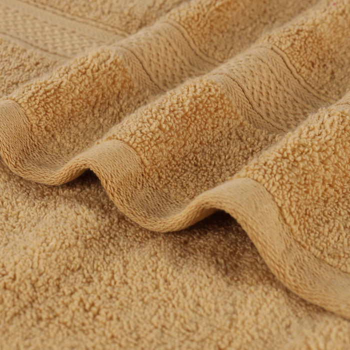 Cotton Solid & Jacquard Chevron 9 Piece Assorted Towel Set - Gold