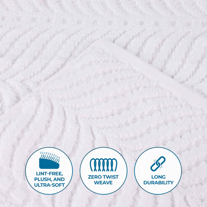 Cotton Solid & Jacquard Chevron 6 Piece Assorted Towel Set - White