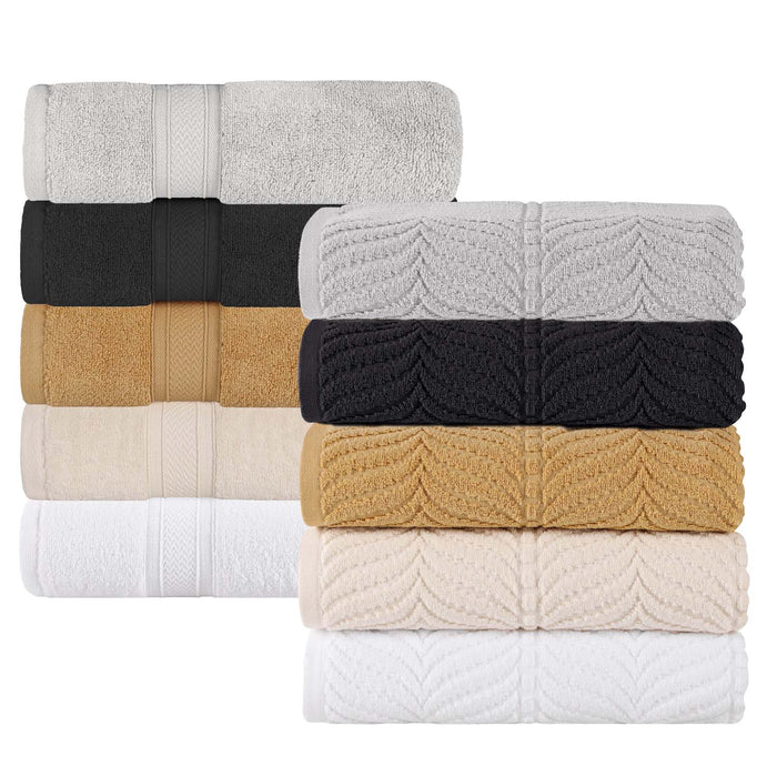 Zero Twist Cotton Solid & Jacquard Chevron 9 Piece Assorted Towel Set