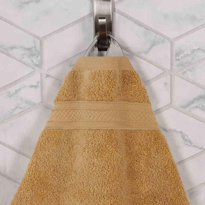 Cotton Elegant Soft Absorbent 3 Piece Solid Towel Set - Gold