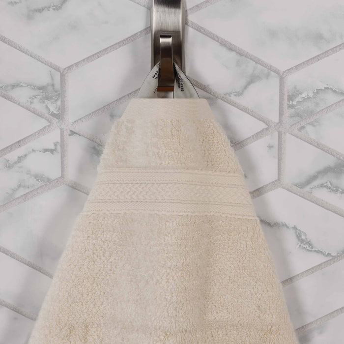 Cotton Chevron Soft Absorbent 3 Piece Jacquard Towel Set - Ivory