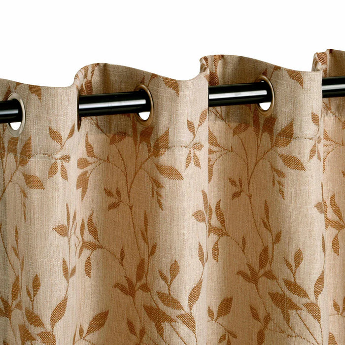Ghera Jacquard Leaves Grommet Top Header Curtain Panel Set