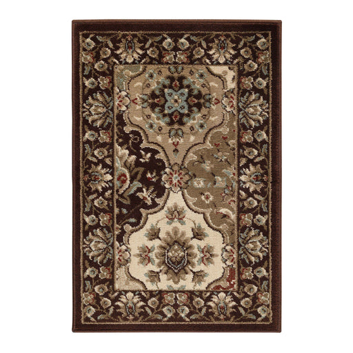 Palmyra Floral Medallion Traditional Indoor Area Rug Or Runner Rug - Chocolate