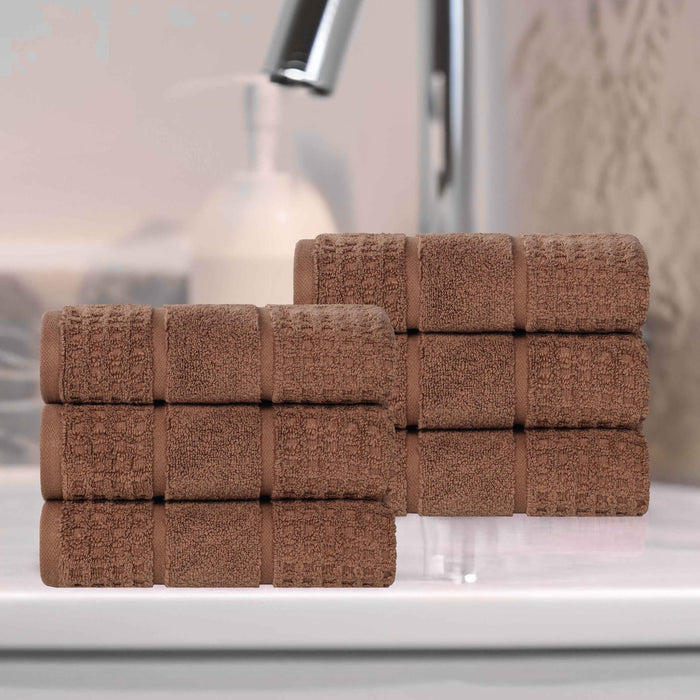 Zero Twist Cotton Waffle Honeycomb Soft Absorbent Hand Towel Set of 6