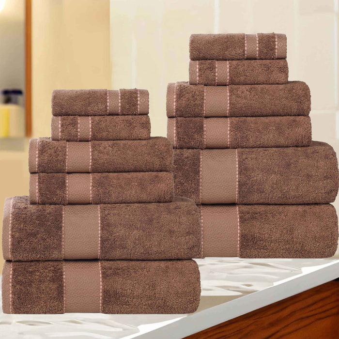 Niles Egypt Produced Giza Cotton Dobby Absorbent 12 Piece Towel Set