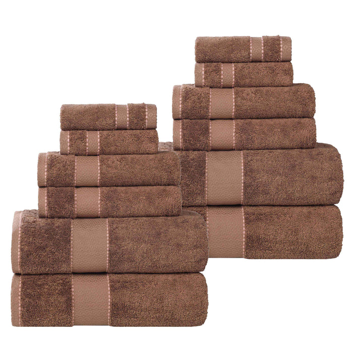 Niles Egypt Produced Giza Cotton Dobby Absorbent 12 Piece Towel Set