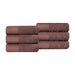 Turkish Cotton Jacquard Herringbone and Solid 6 Piece Hand Towel Set - Chocolate
