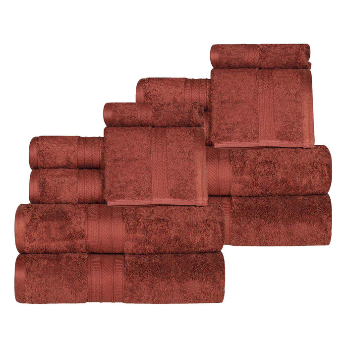 Atlas Cotton Plush Heavyweight Luxury 12 Piece Assorted Towel Set - Chocolate