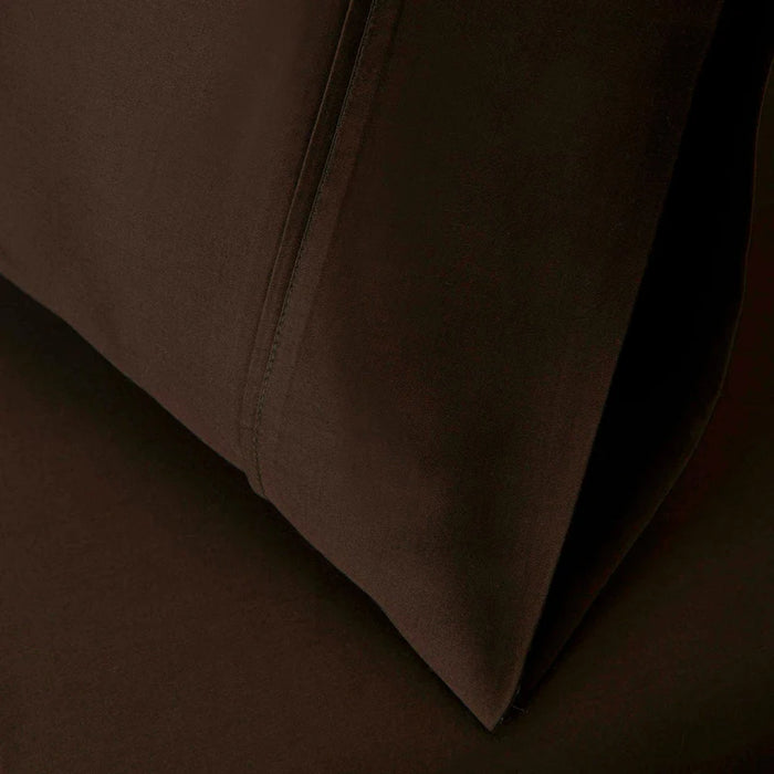 Egyptian Cotton 530 Thread Count Solid Pillowcase Set of 2 - Chocolate