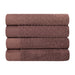 Turkish Cotton Jacquard Herringbone and Solid 4 Piece Bath Towel Set - Chocolate