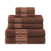 Larissa Cotton Geometric Embroidered Border 6-Piece Assorted Towel Set - Chocolate