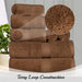 Egyptian Cotton Pile Plush Heavyweight Absorbent 8 Piece Towel Set - Chocolate
