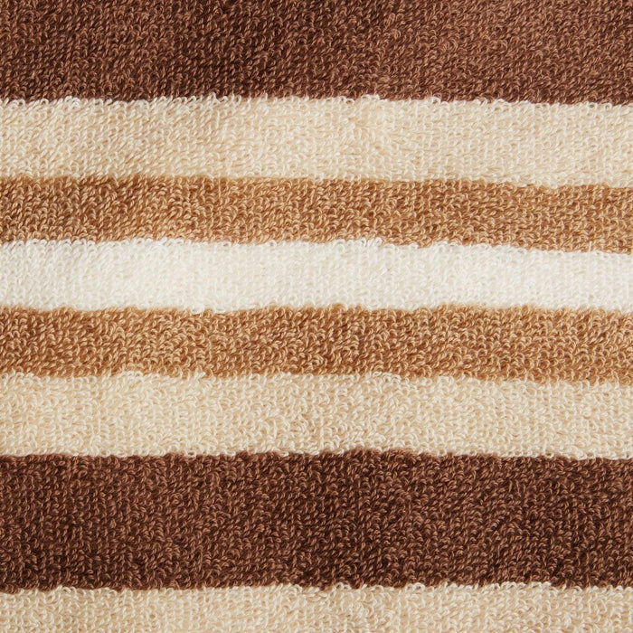 Cotton Stripe 2 Piece Bath Towel Set - Chocolate