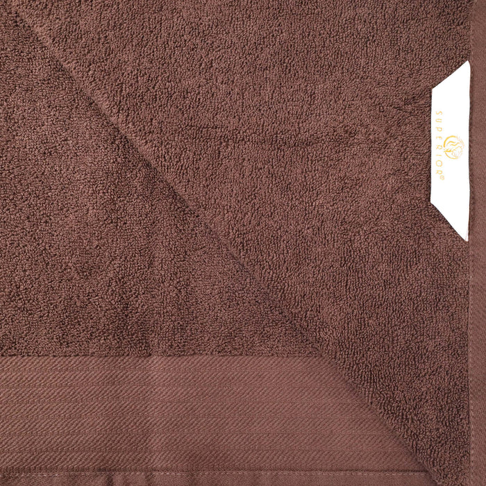 Turkish Cotton Jacquard Herringbone and Solid 12 Piece Face Towel Set - Chocolate