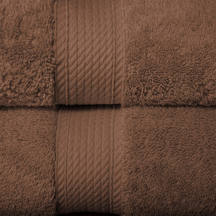 Egyptian Cotton Pile Plush Heavyweight Absorbent 6 Piece Towel Set - Chocolate