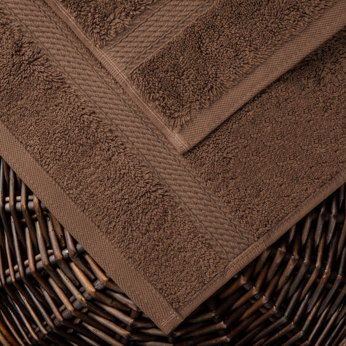 Egyptian Cotton Pile Plush Heavyweight Absorbent 3 Piece Towel Set - Chocolate
