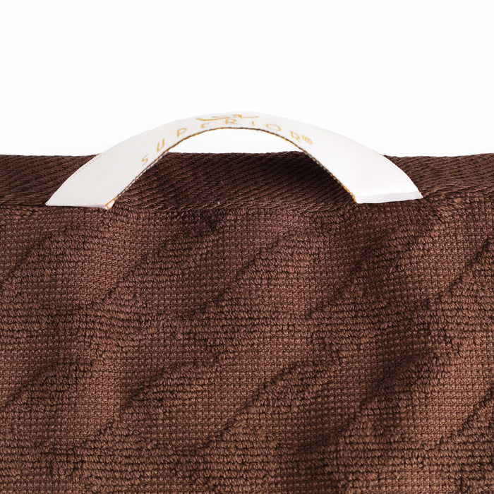 Turkish Cotton Jacquard Herringbone and Solid 6 Piece Hand Towel Set - Chocolate