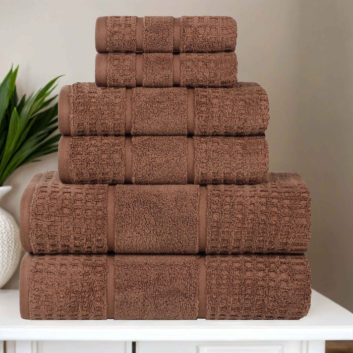 Zero Twist Cotton Waffle Honeycomb Soft Absorbent 6-Piece Towel Set