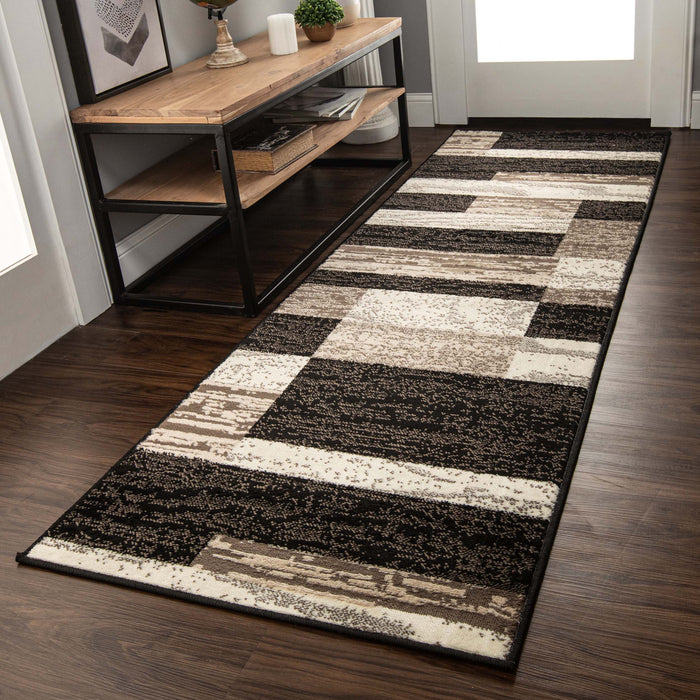 Rockwood Contemporary Geometric Patchwork Indoor Area Rug or Runner