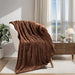 Classic Solid Fleece Plush Medium Weight Fluffy Soft Blanket - Chocolate