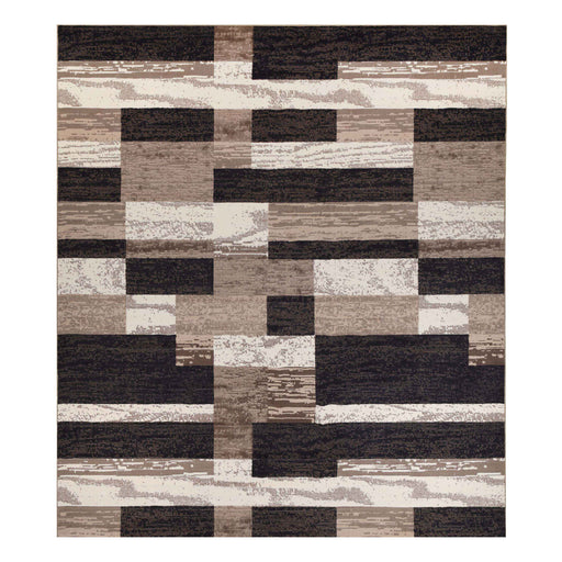 Rockwood Contemporary Geometric Patchwork Indoor Area Rug or Runner - Chocolate