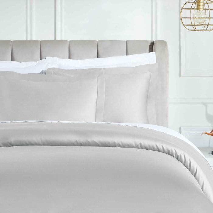 Egyptian Cotton 850 Thread Count Solid Duvet Cover Set - Chrome