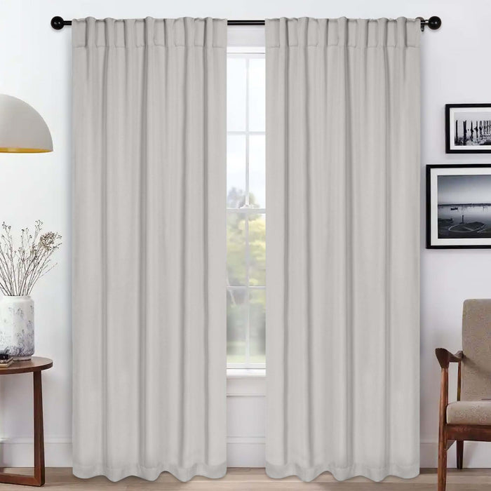 Solid Room Darkening Blackout Curtains with Back Tabs, Set of 2