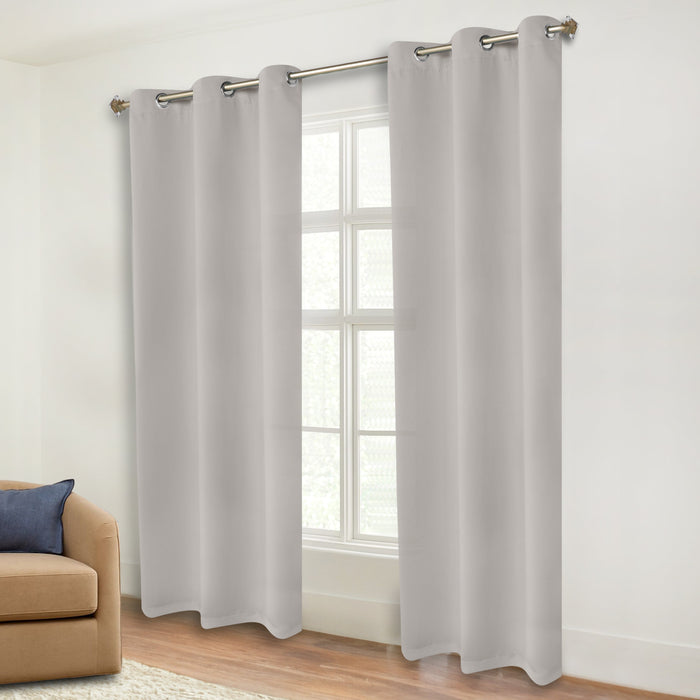 Solid Machine Washable Room Darkening Blackout Curtains, Set of 2 - Chrome