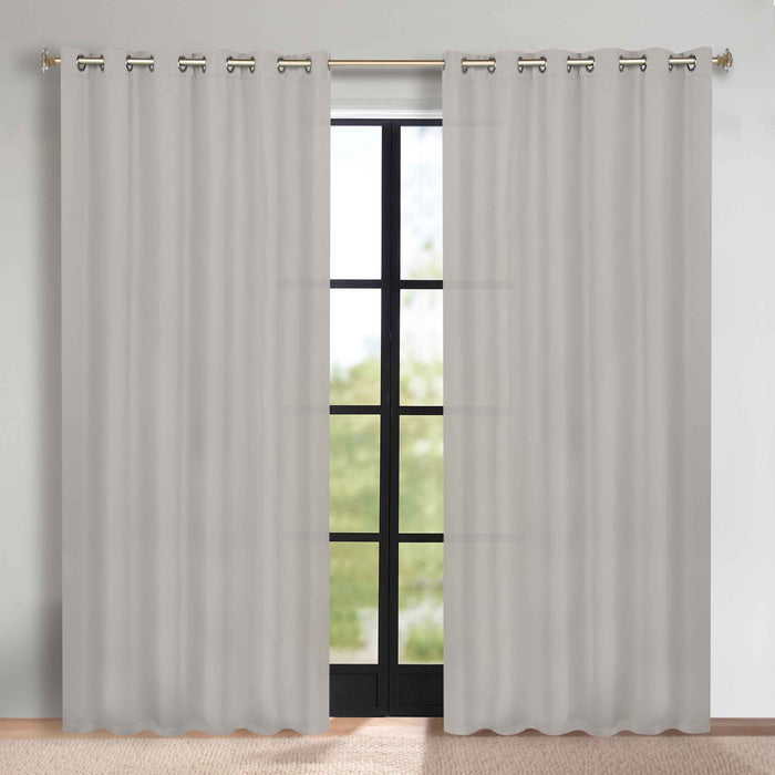 Solid Machine Washable Room Darkening Blackout Curtains, Set of 2 - Chrome