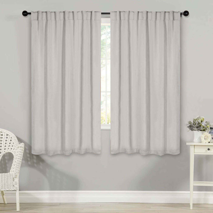 Solid Room Darkening Blackout Curtains with Back Tabs, Set of 2