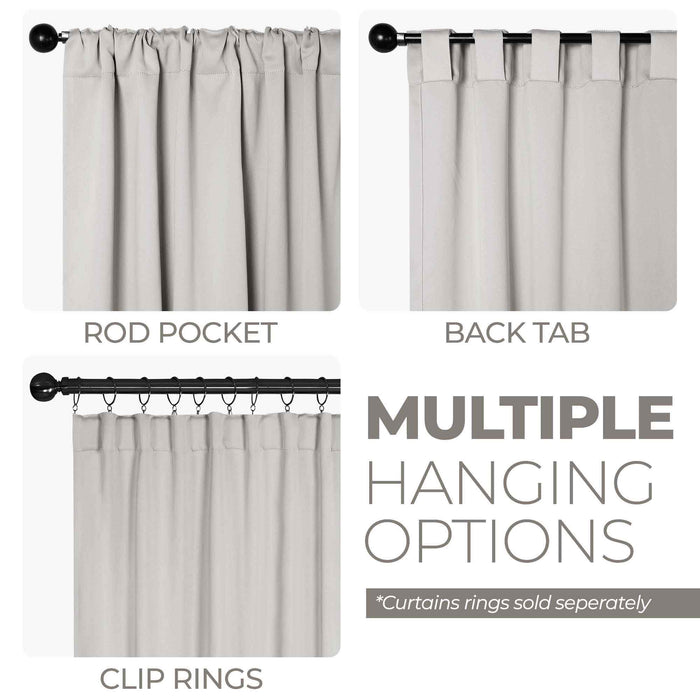 Solid Room Darkening Back Tabs Blackout Curtains, Set of 2