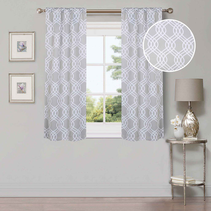 Ribbon Trellis Washable Room Darkening Blackout Curtain Panel Set