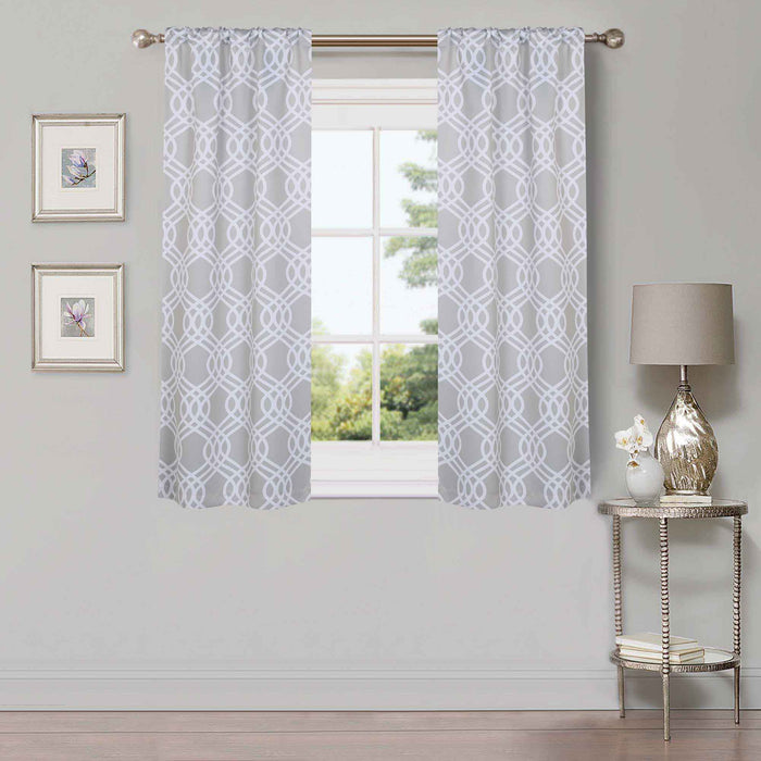 Ribbon Trellis Washable Room Darkening Blackout Curtain Panel Set