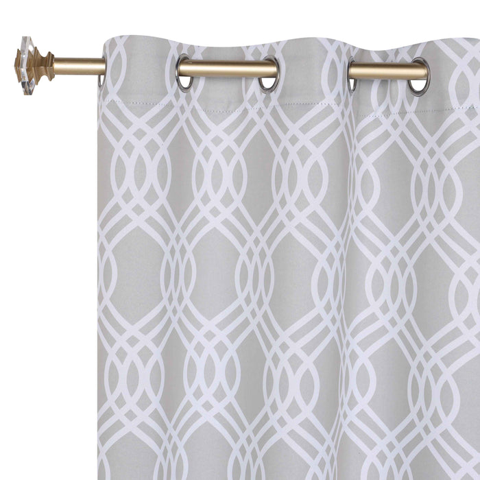 Ribbon Trellis Washable Room Darkening Blackout Curtain Panel Set