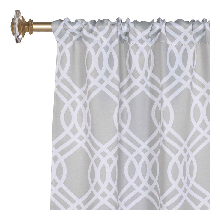 Ribbon Trellis Washable Room Darkening Blackout Curtain Panel Set