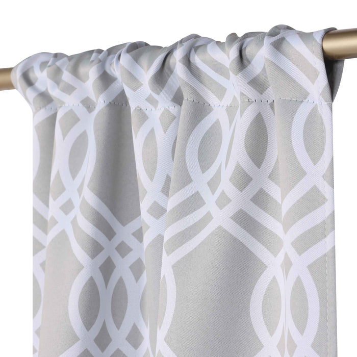 Ribbon Trellis Washable Room Darkening Blackout Curtain Panel Set