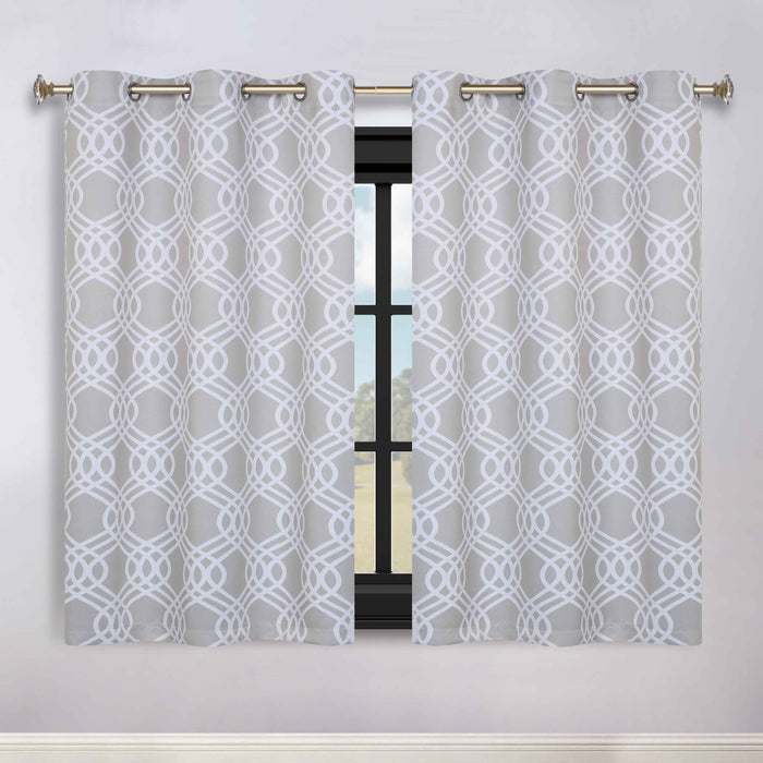 Ribbon Trellis Washable Room Darkening Blackout Curtain Panel Set