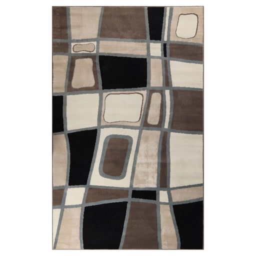 Cobblestone Modern Abstract Geometric Ornamental Indoor Area Rug - Brown