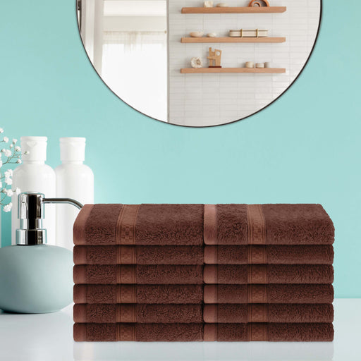 Rayon from Bamboo Blend Solid 12 Piece Face Towel Set - Cocoa