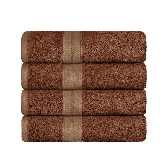 Ultra-Soft Rayon from Bamboo Cotton Blend 4 Piece Bath Towel Set - Cocoa