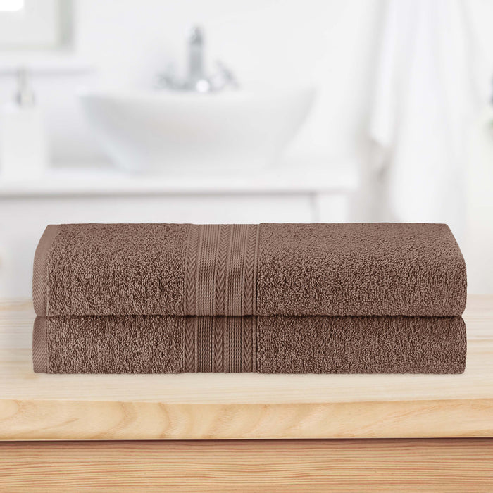 Cotton Eco Friendly 2 Piece Solid Bath Sheet Towel Set - Coffee