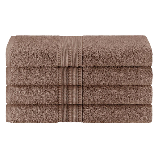 Cotton Eco-Friendly 4 Piece Solid Bath Towel Set - Coffee