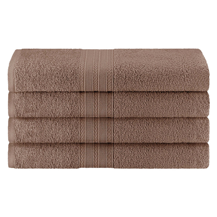 Cotton Eco-Friendly 4 Piece Solid Bath Towel Set - Coffee