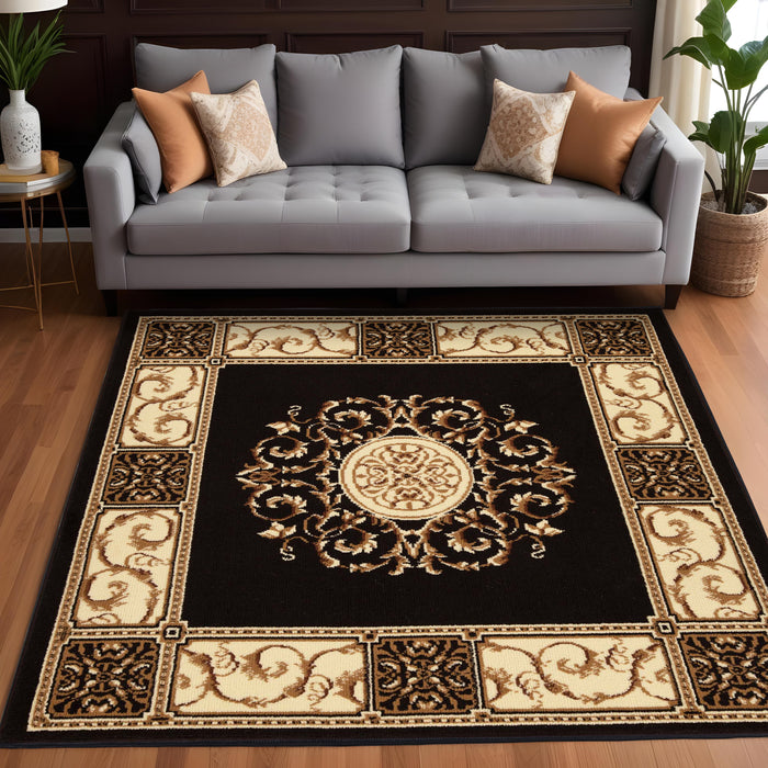 Oversized Medallion Modern Bohemian Indoor Area Rug or Runner - Coffee