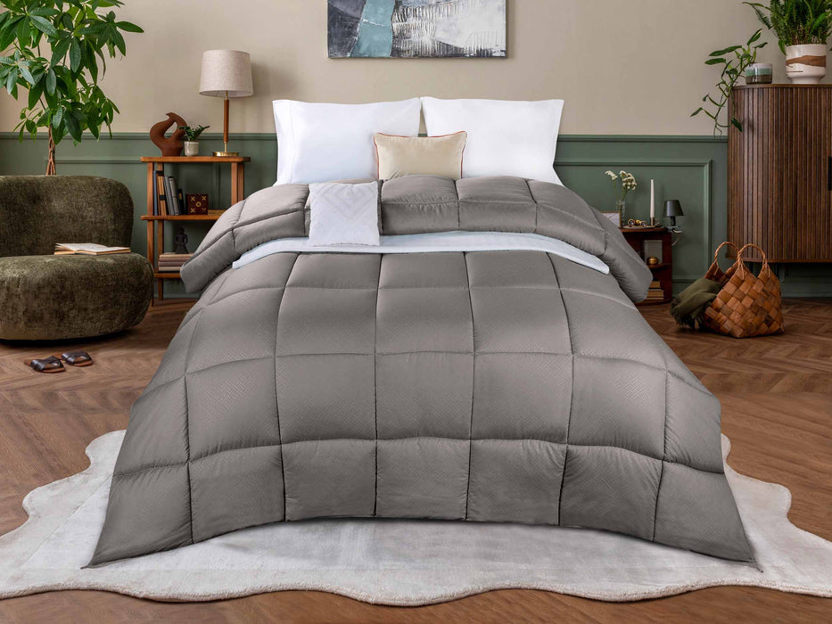 Basketweave Plush Monochrome Down Alternative Comforter - Charcoal